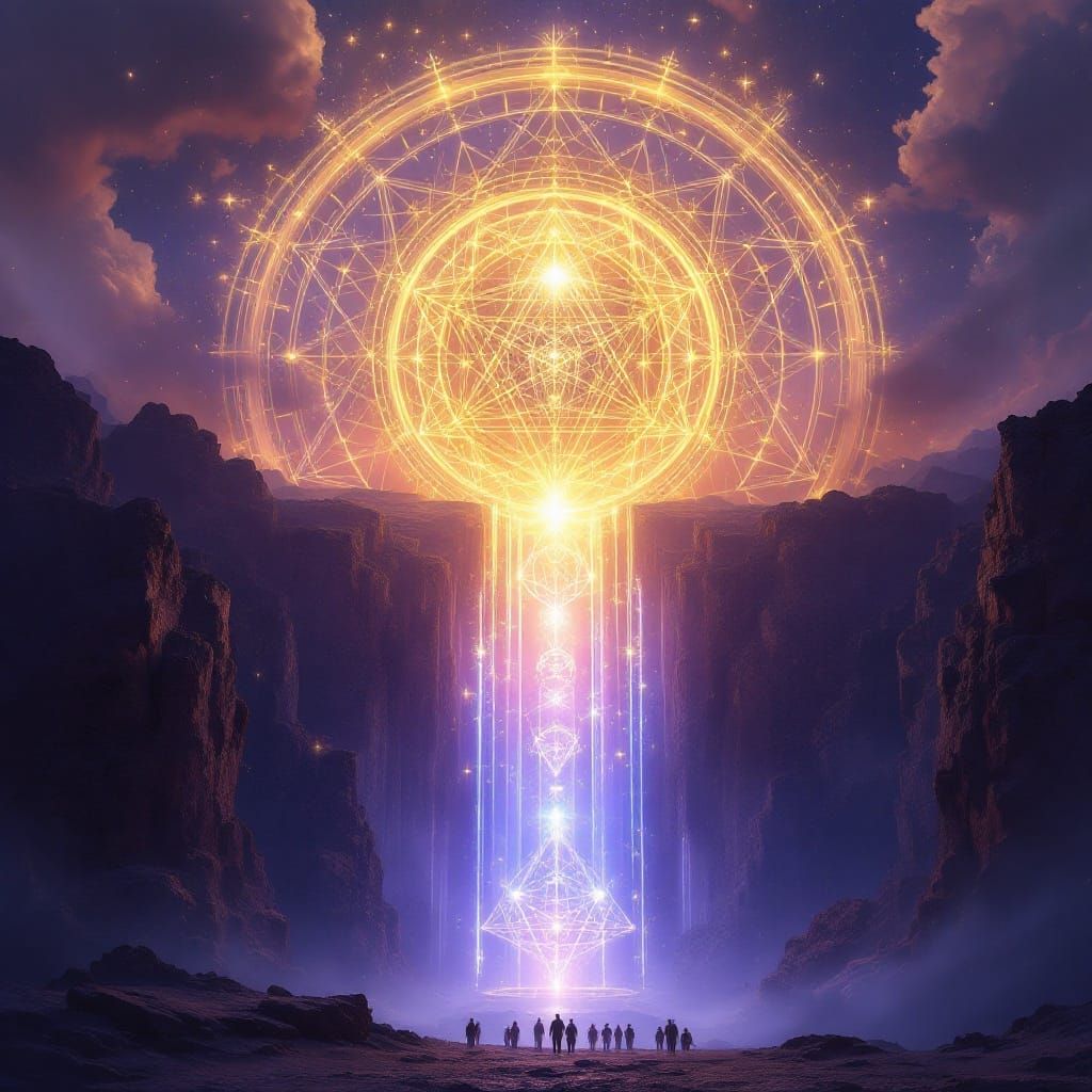 Celestial Barrier of Free Will in Mystical Landscape