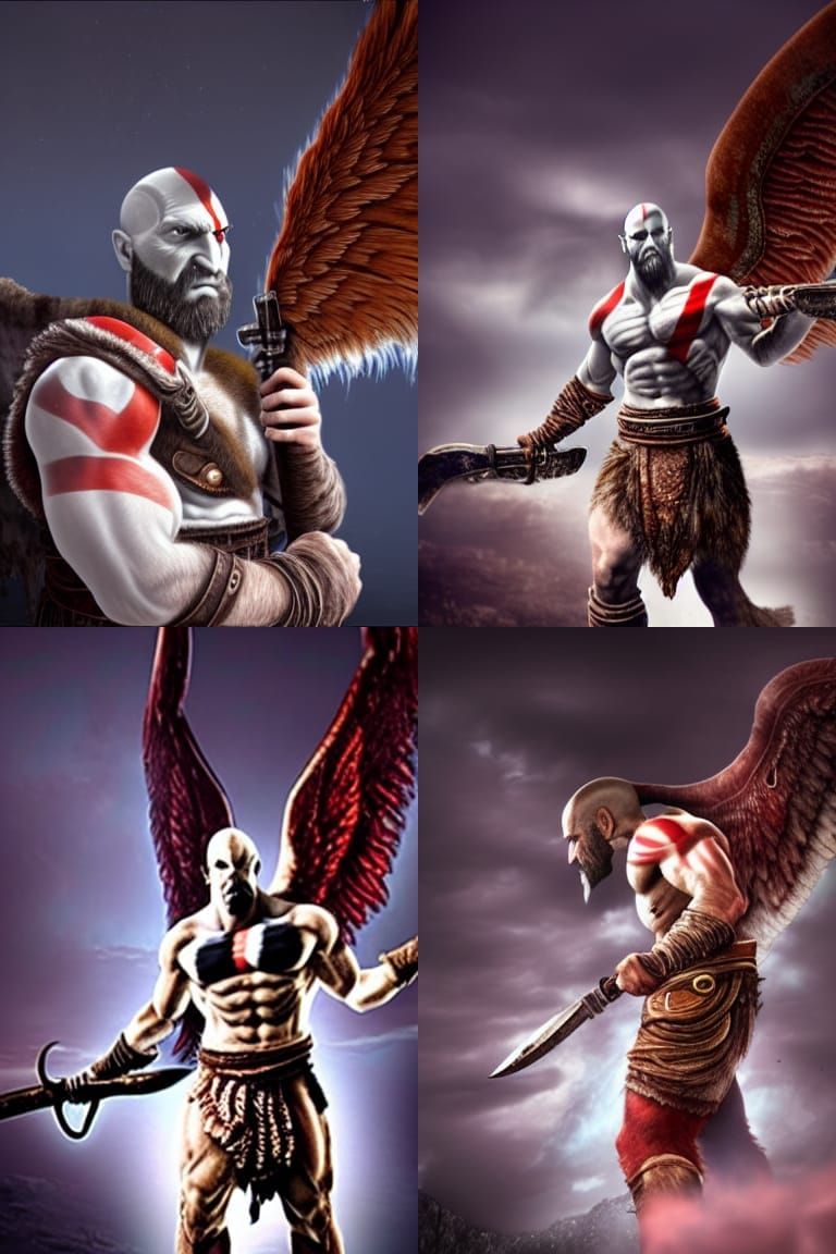 Powerful God of War with Tornado and Wings