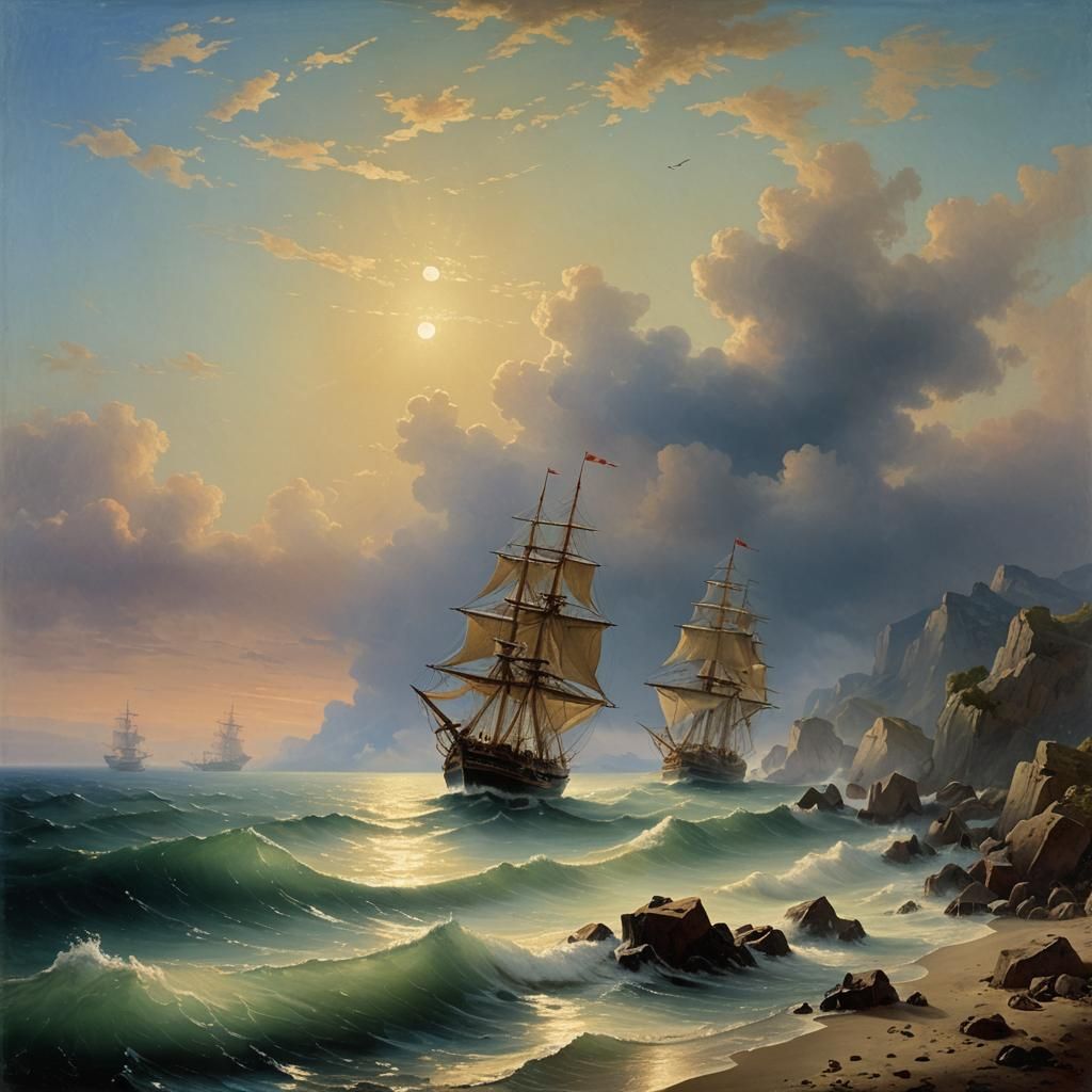 Dramatic Seascape in the Style of Aivazovsky