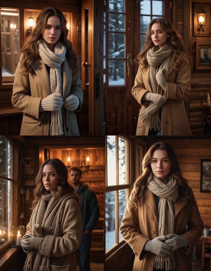 Romantic Cabin Entrance in Warm, Cinematic Lighting