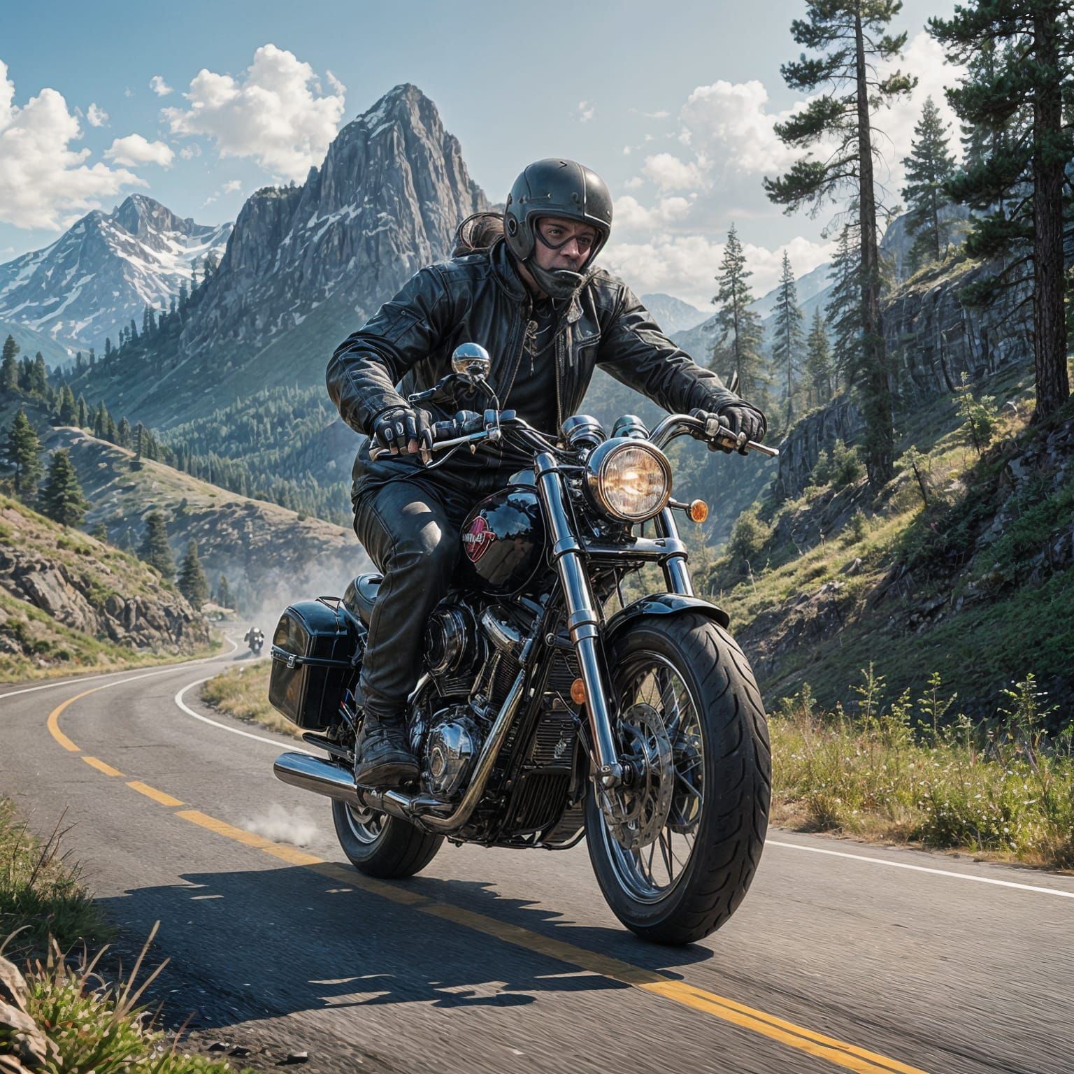 Freedom Chaser: A Futuristic Biker Rides through the Mountai...