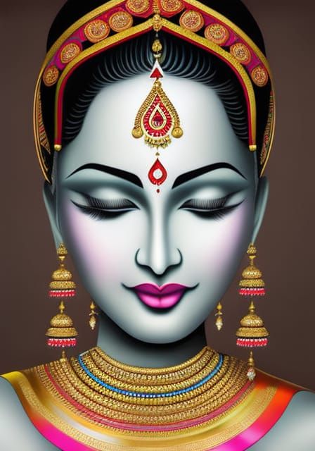 Colorful Indian Women Artwork in Digital Mixed Media