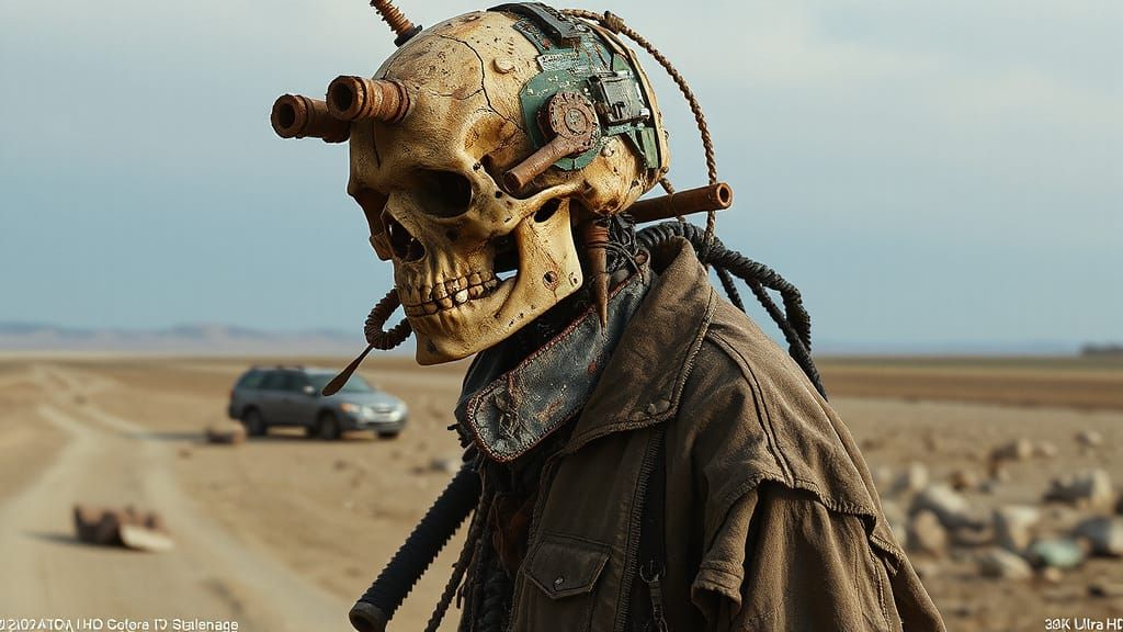 Decaying Cyborg Wandering Barren Wasteland