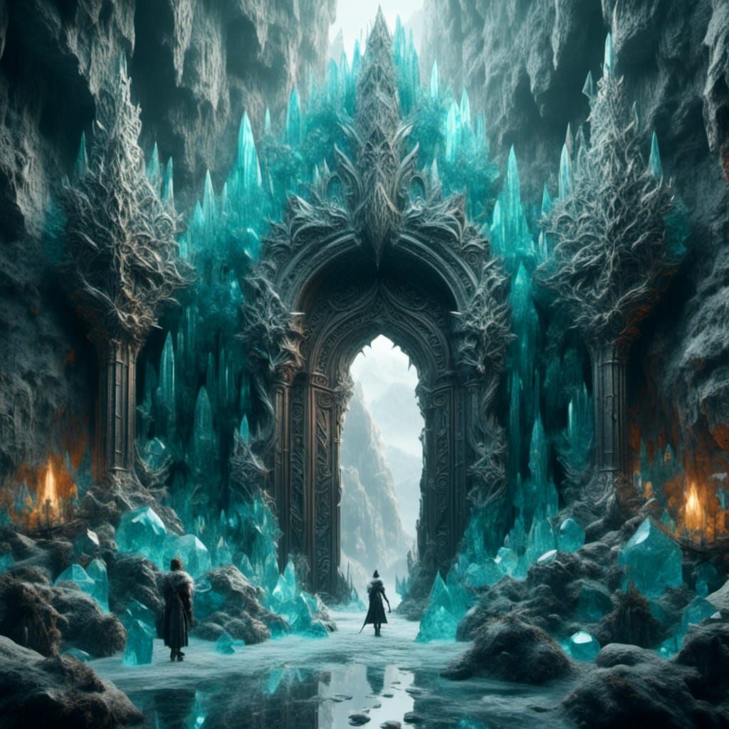 Crystal Cave Door in Dungeons and Dragons Style