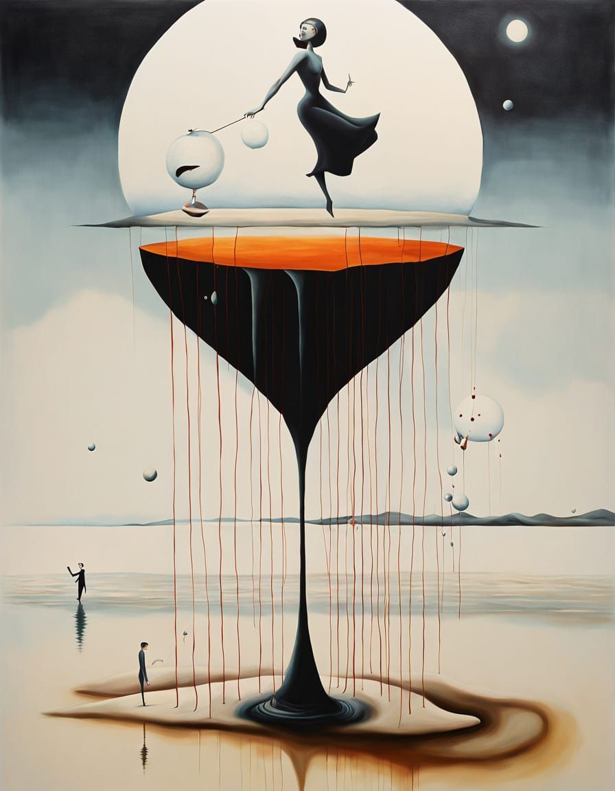 Surrealist Dance Scene in Minimalist Oil Painting