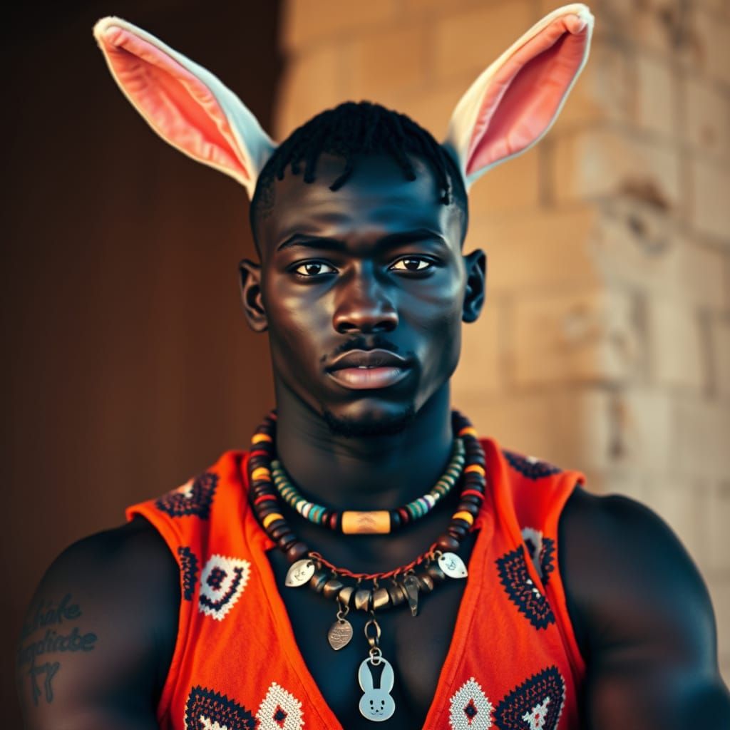 African Playboy in Vibrant Kitenge Bunny Vest