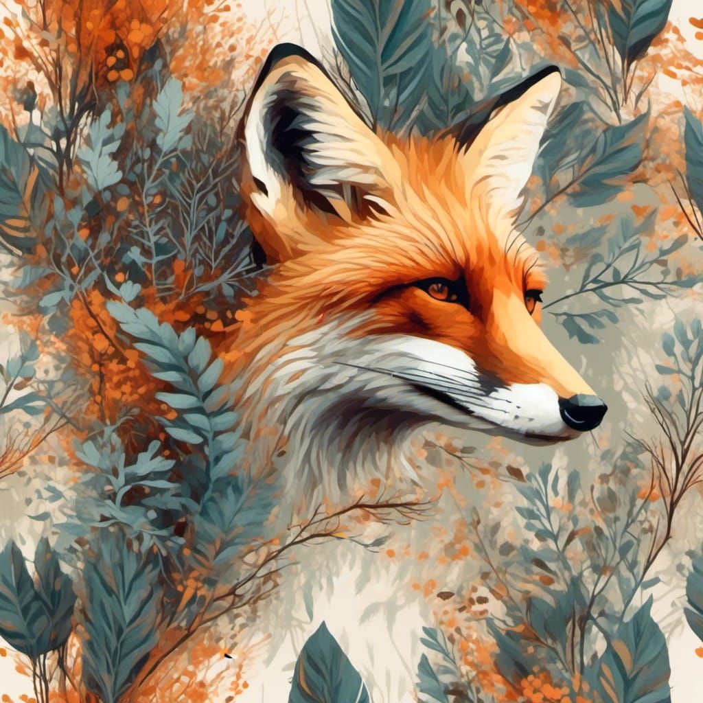 Hyperrealistic Fox Double Exposure in Nature