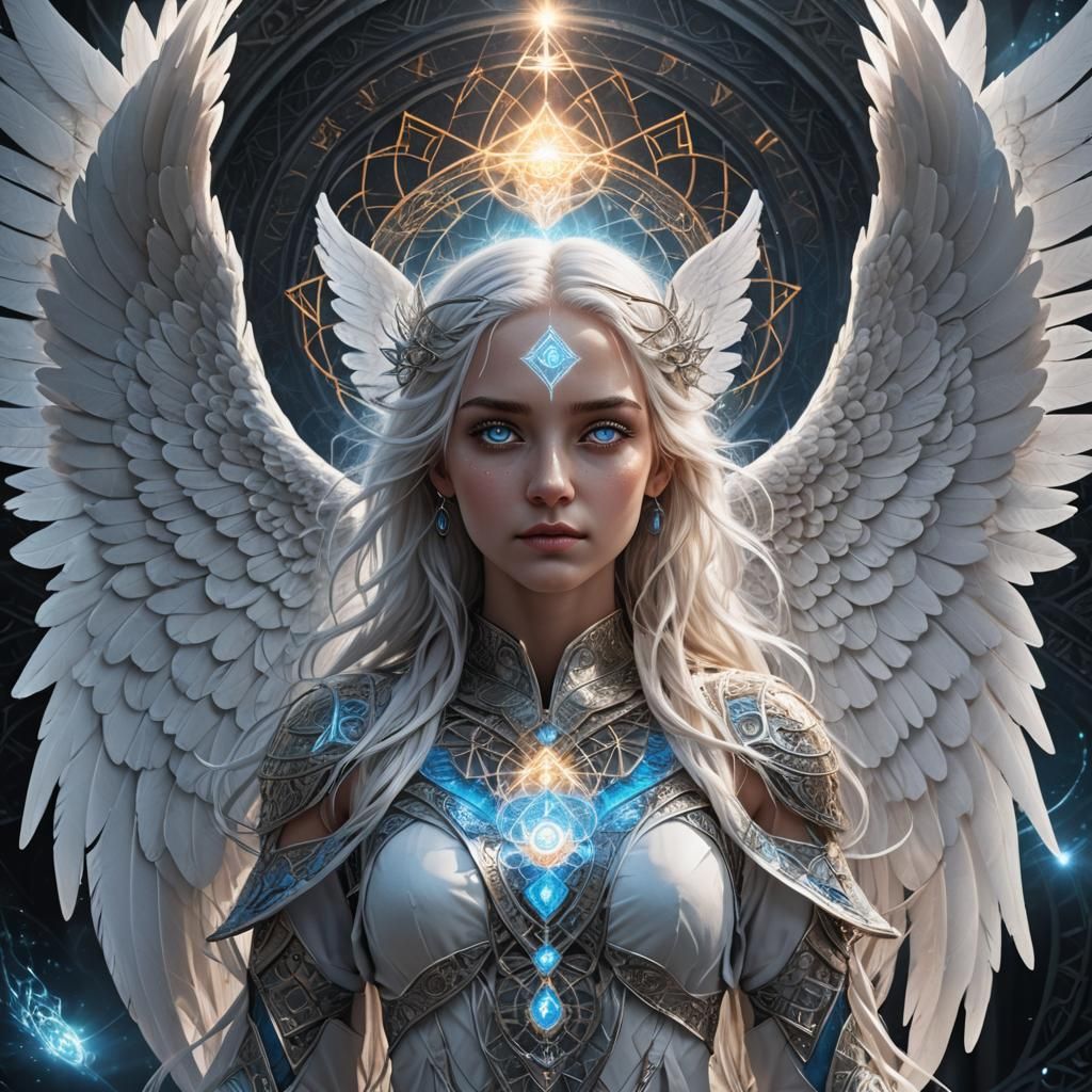 Goddess with Angel Wings and Sacred Geometry