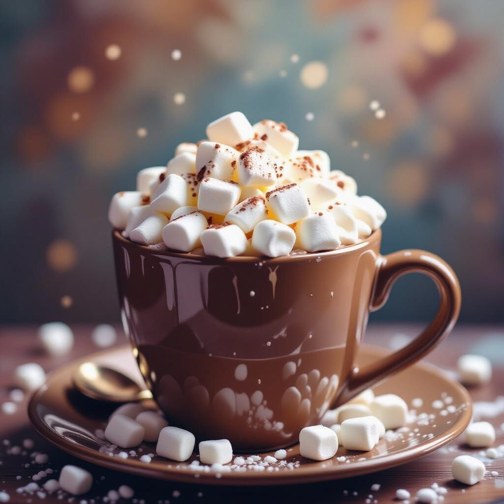 Cocoa and Marshmallows in Abstract Gouache Style