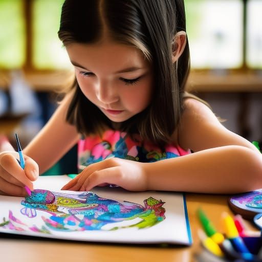 Young Girl Coloring: Hyperrealistic Artgerm-Inspired Portrai...