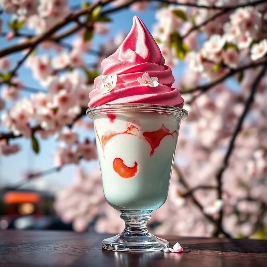 Cherry Blossom and Ice Cream Still Life