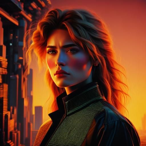 Hyperrealistic Portrait of a Windy-Haired Woman