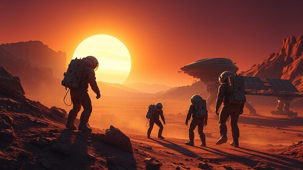 Astronauts Explore Mars Terrain in Intricate, Cinematic Deta...