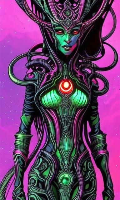 Gorgeous Alien Supermodel in Biopunk Style