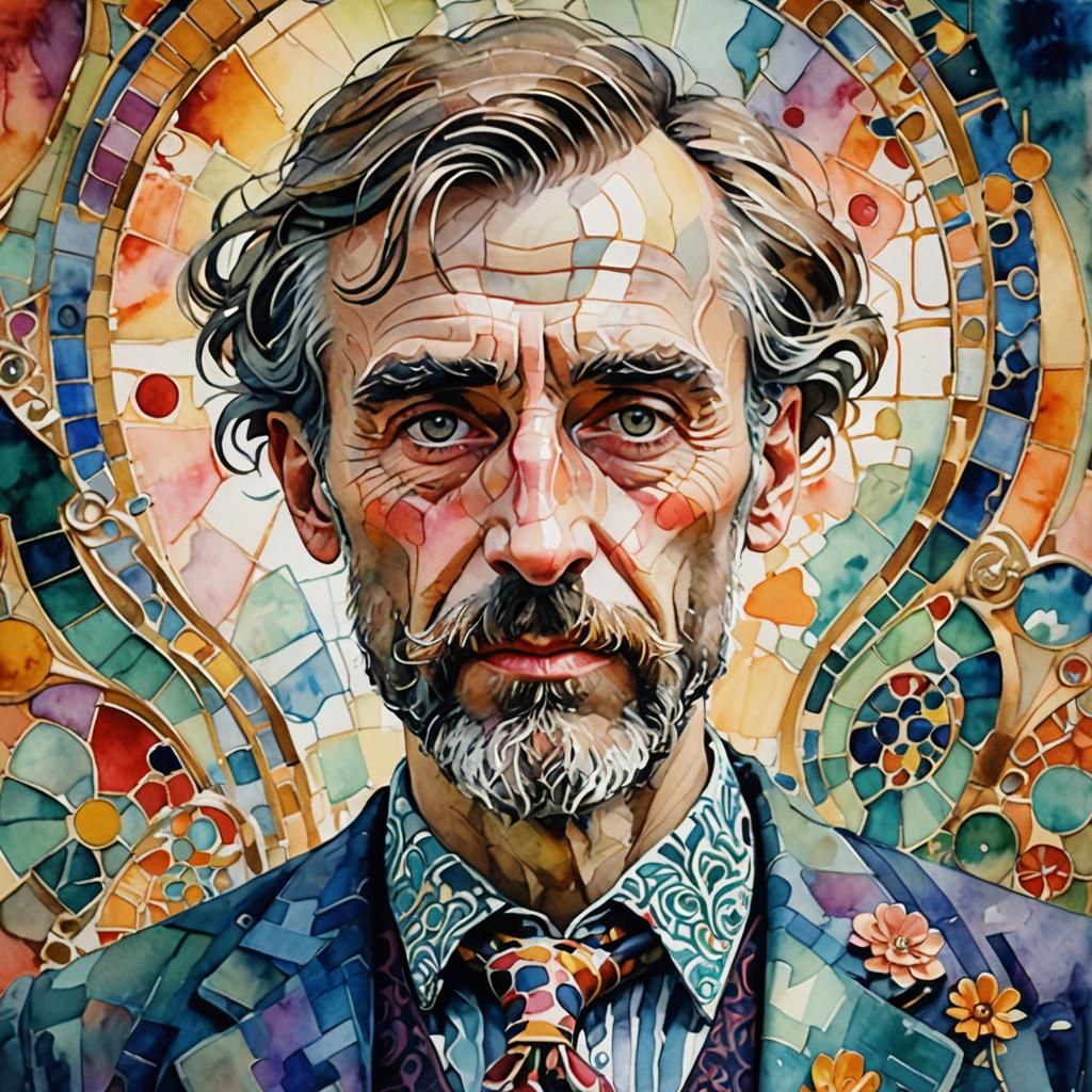 Watercolor  
 Portrait of Anton Gaudi