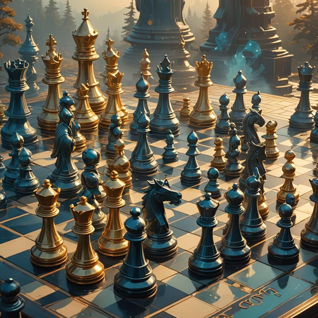 Tarot Card Chess Set, Digital Fantasy Art