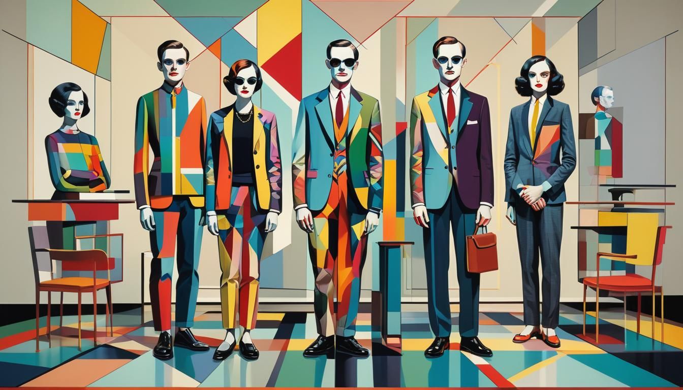 Symmetrical Pop Art Portrait in Art Deco Style