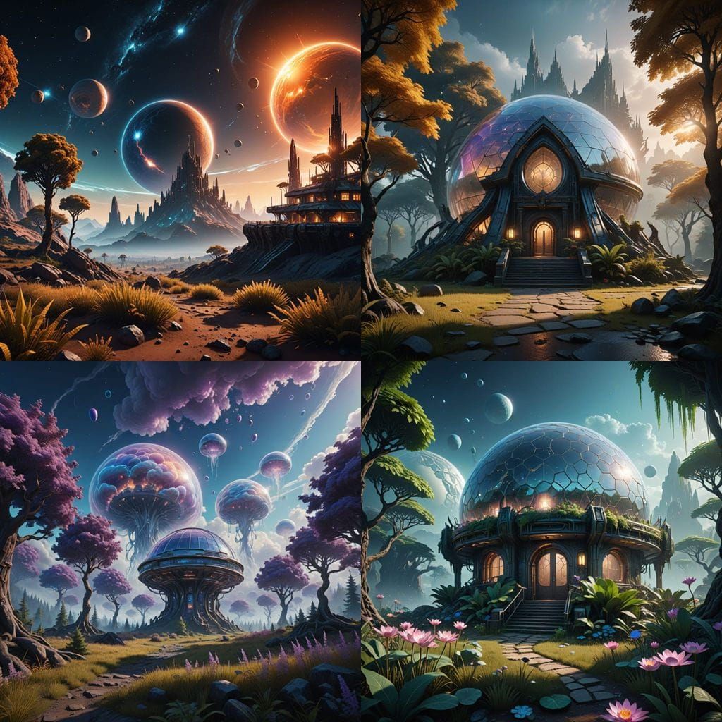 Ethereal Crystal Planet with Serene ET Habitat