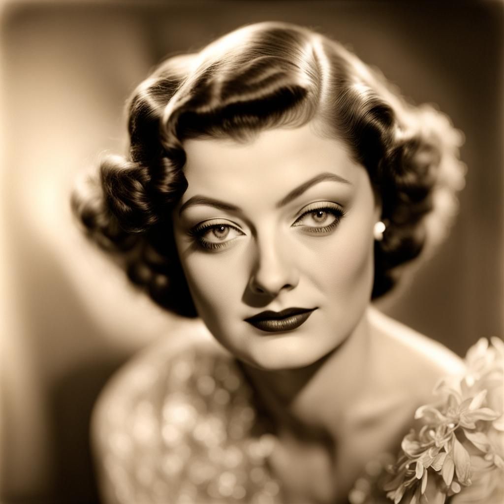 Myrna Loy Sepia Portrait in Vintage Style