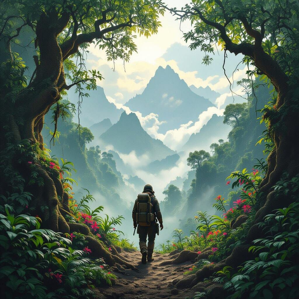 Jungle Mountain Trek: Solo Traveller in Mist-Shrouded Wilder...
