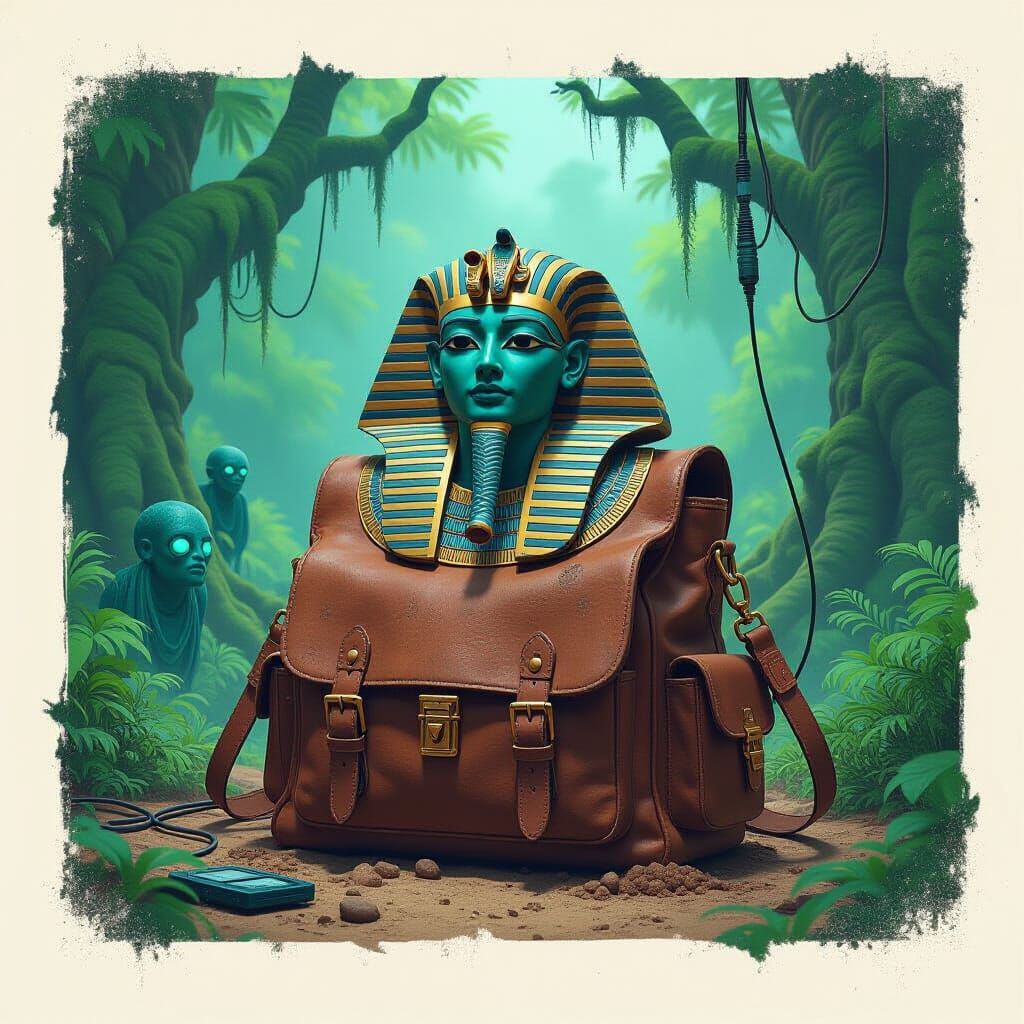 Amun-Ra Bag in Mysterious Forest with Tech Creatures