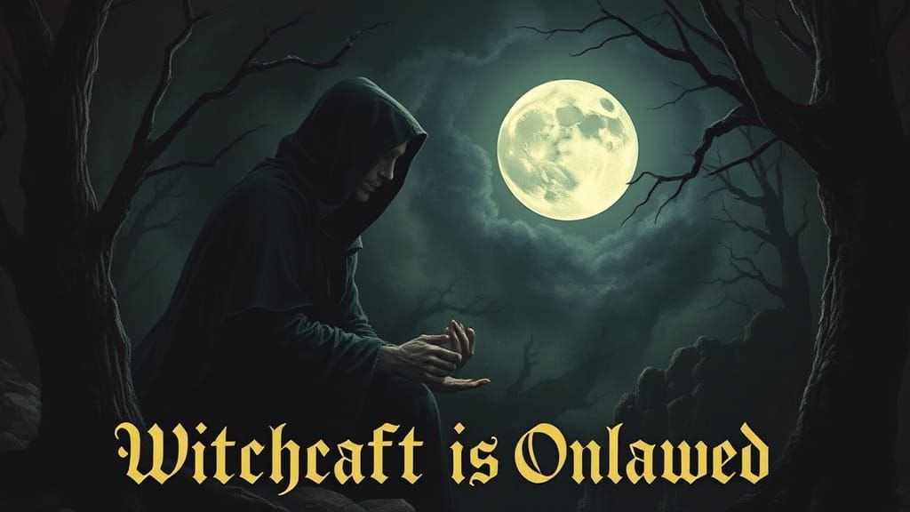 Hooded Figure Rituals Under Full Moon in Gothic Style