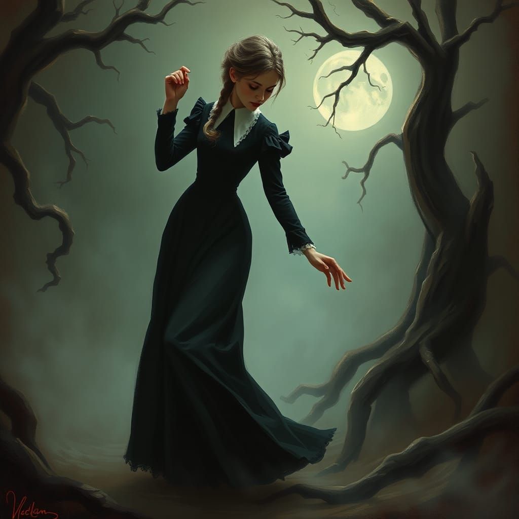 Wednesday Dancing in a Mystical Forest, Dark Art