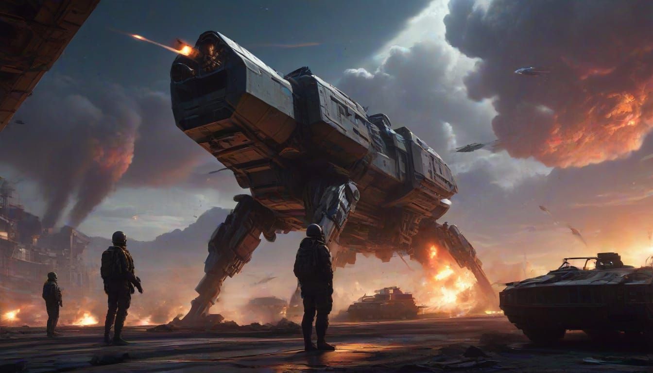 Futuristic Commander Prepares for Alien Invasion in Smolderi...