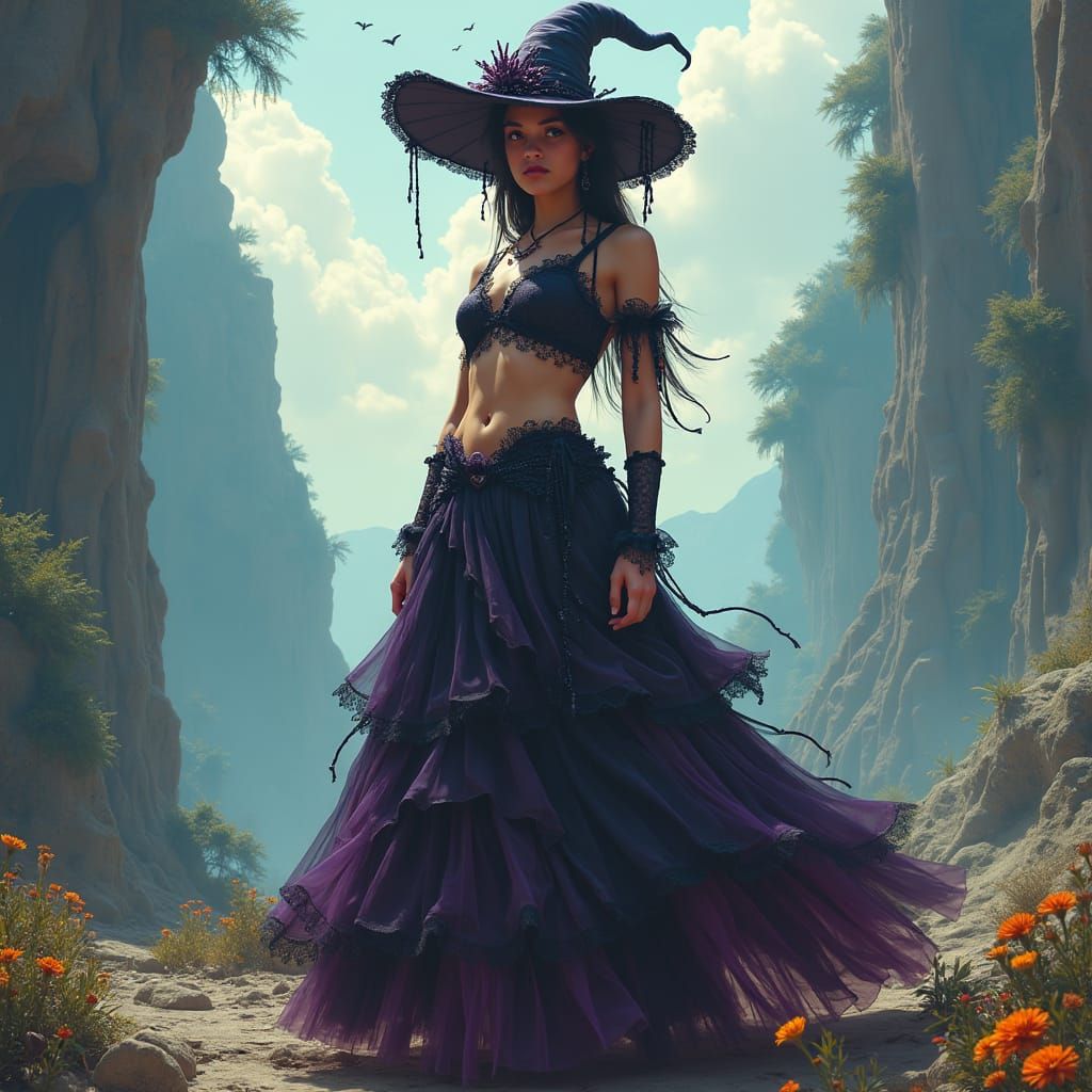 Woman in Mystical Outfit: Digital Matte Painting