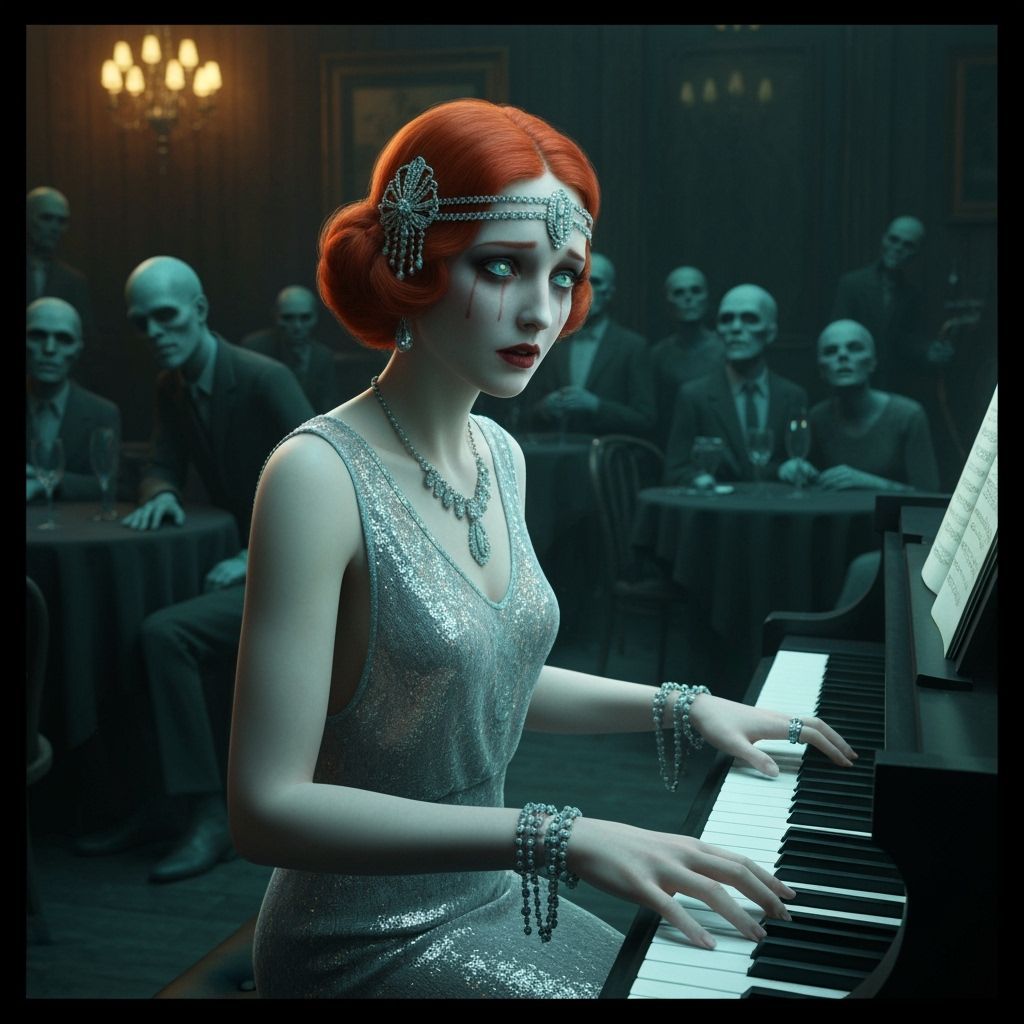 Ghostly Flapper Plays Piano in Haunted Speakeasy