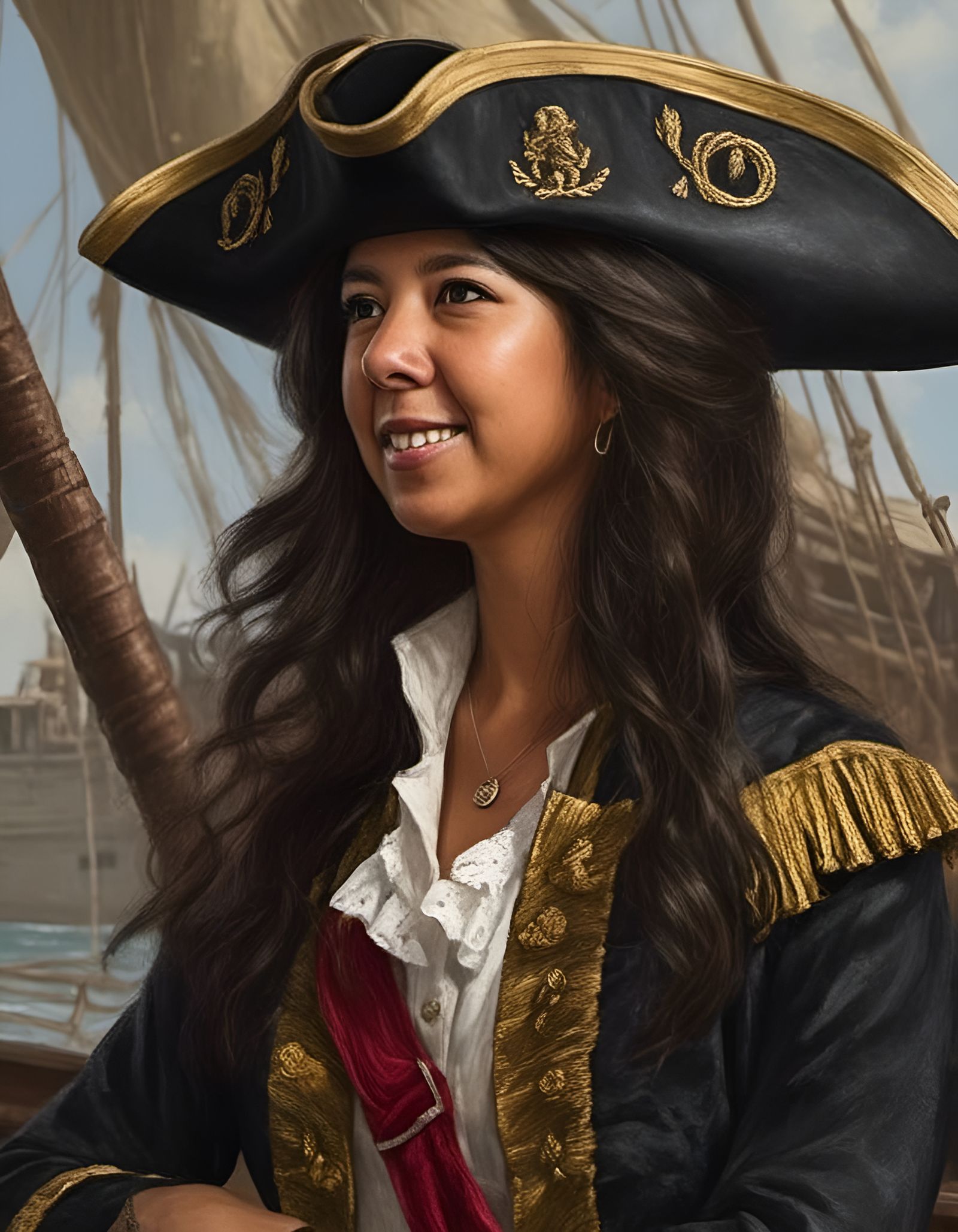 Hispanic Pirate Captain Portrait in Artgerm Style