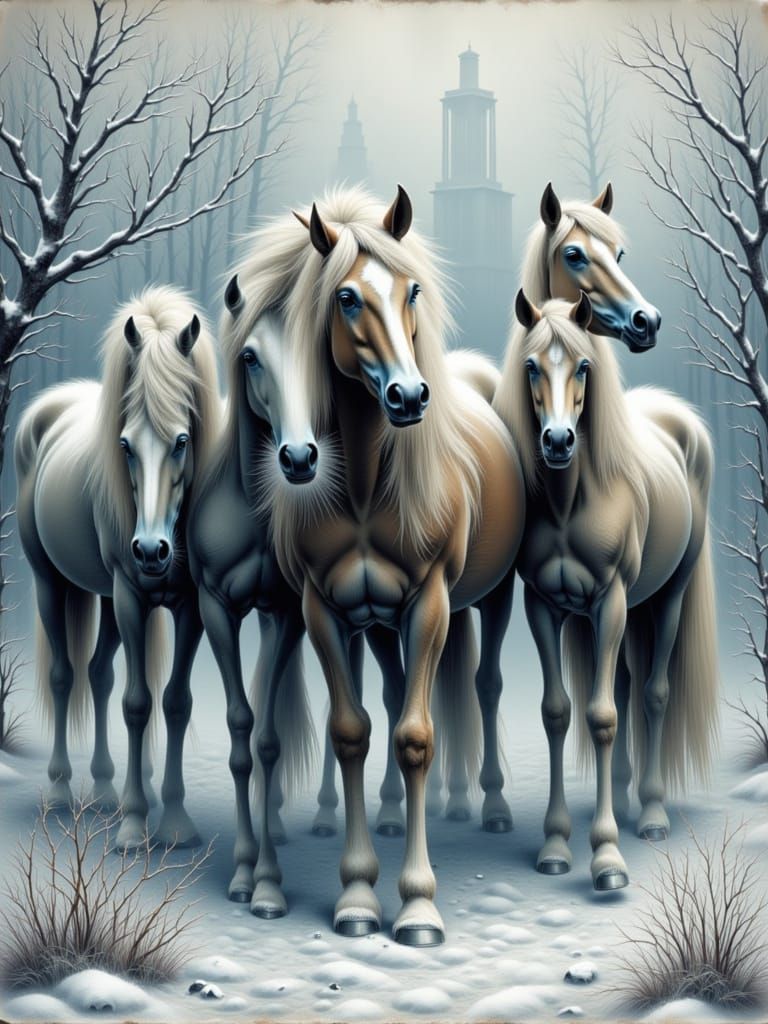 Horses in the cold