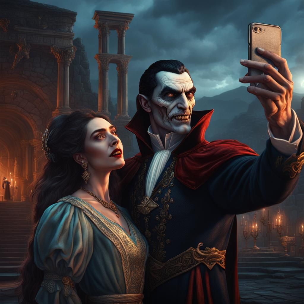 Dracula Selfie with New Vampire Bride