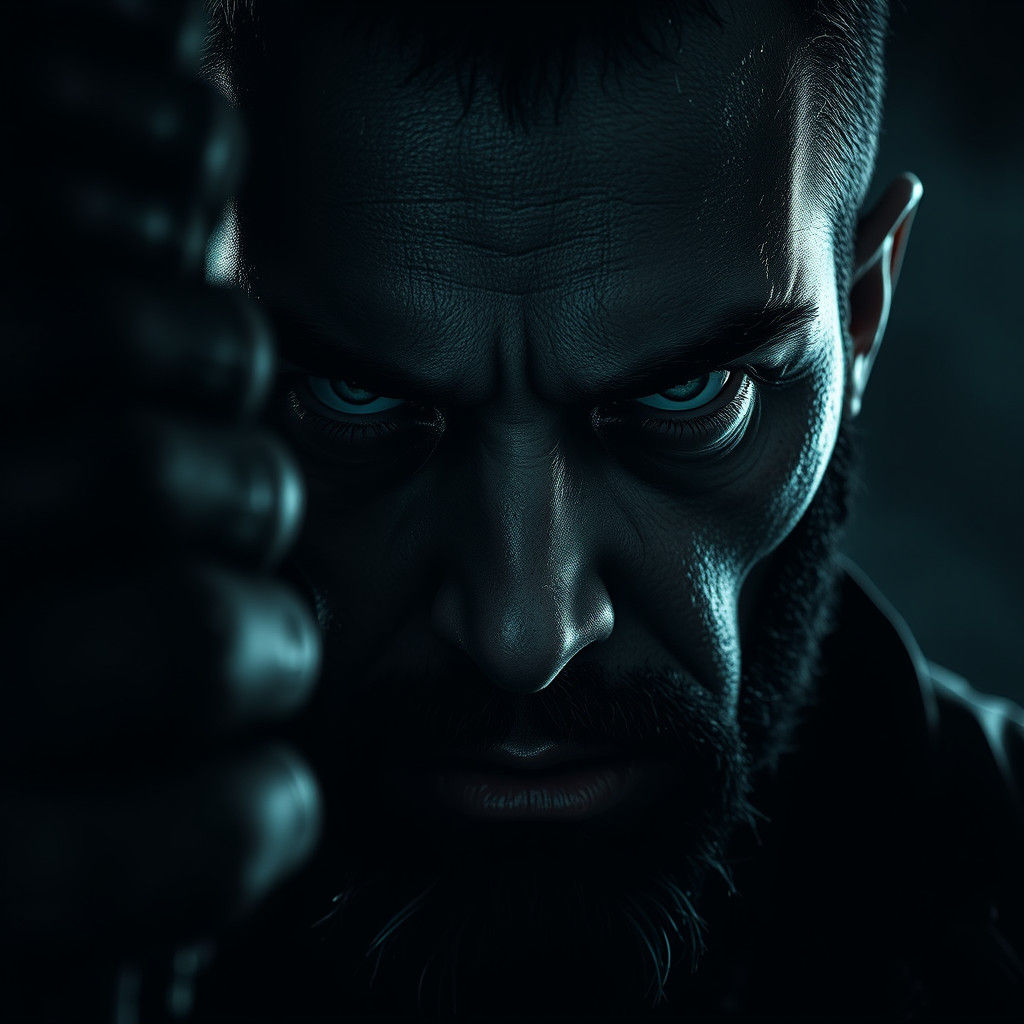Ominous Angerfist Portrait in Hyperrealistic Style