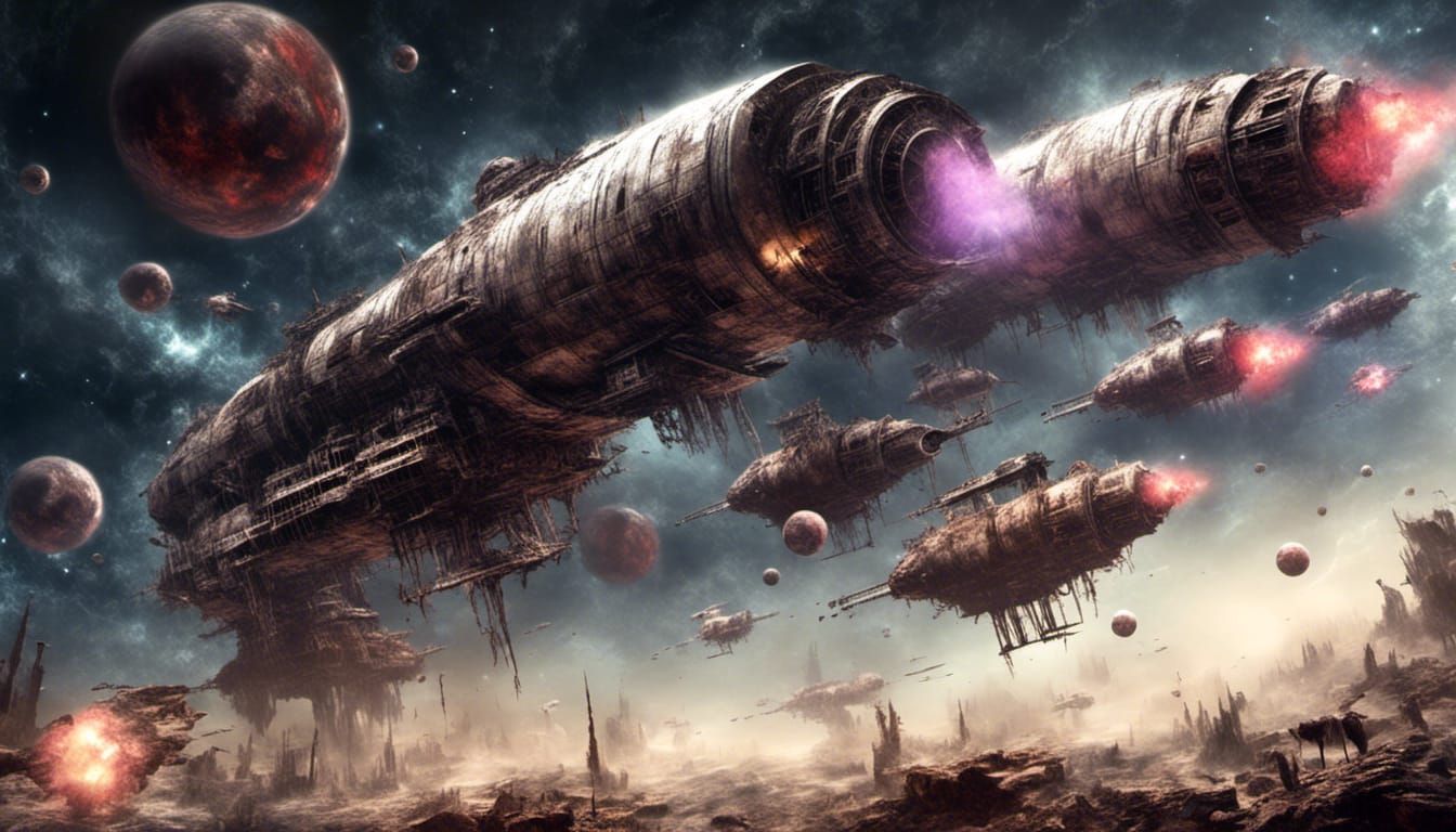 Terran Starships in Space Battle, Bioshock Style