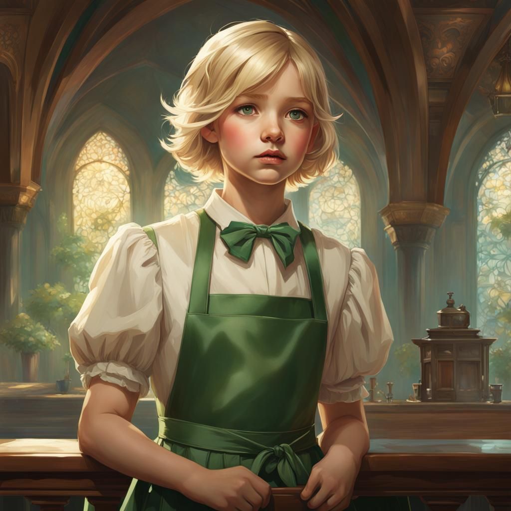 Detailed Portrait of a Girl in Art Nouveau Style