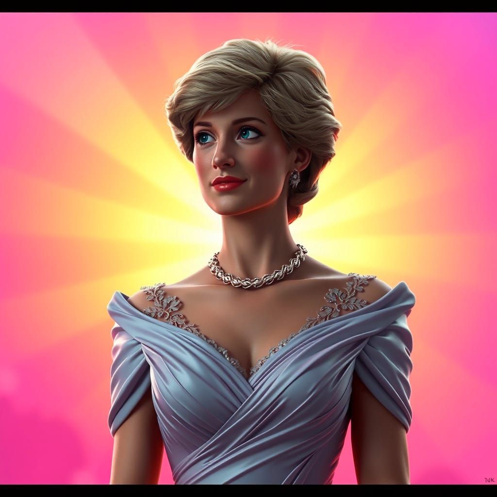 Princess Diana as 3D Digital Art in Pixar Style