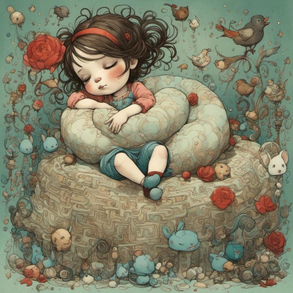 Whimsical Dreamer in Children's Book Illustration Style