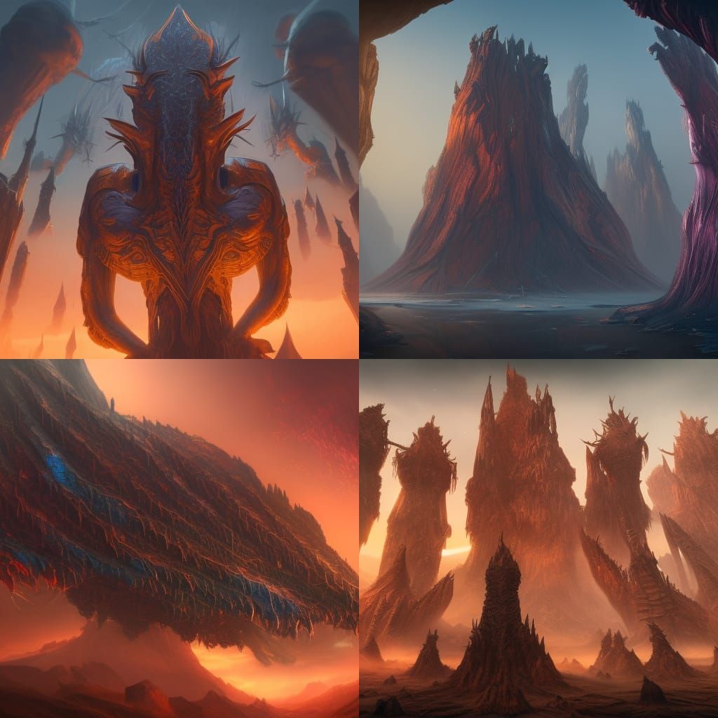 Multi-Necked Creature in Detailed Matte Painting