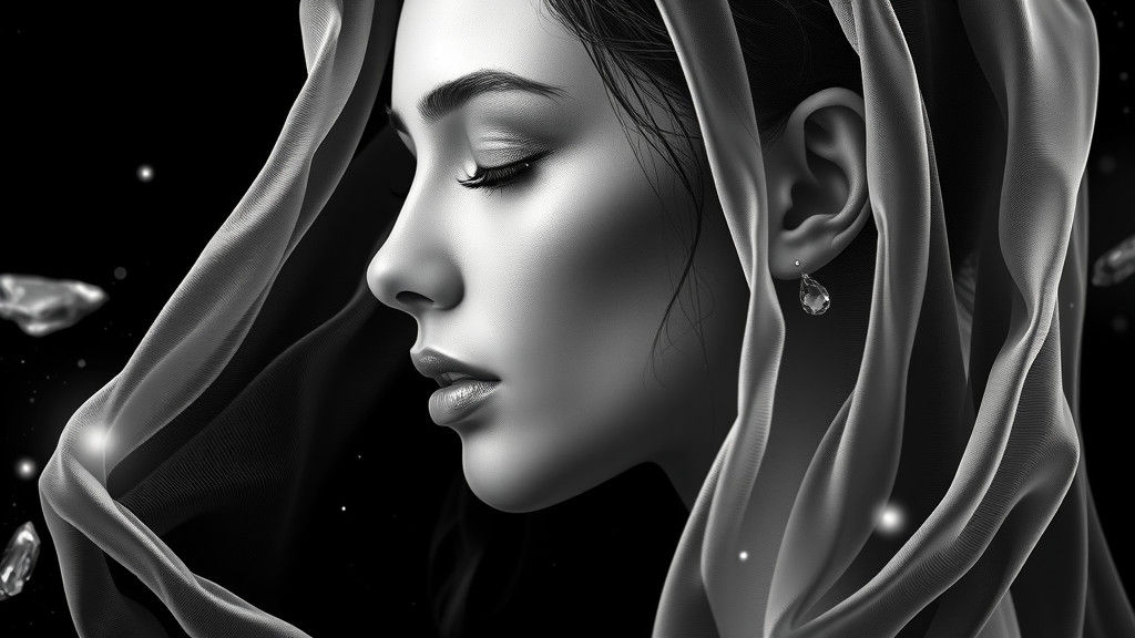 Ethereal Woman Portrait in Flowing Fabric