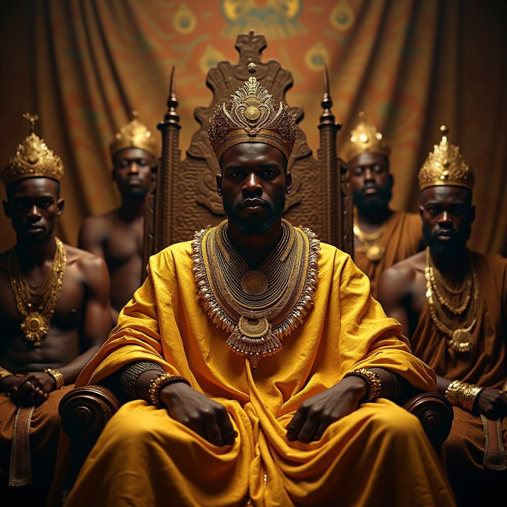 African King on Throne in Cinematic Lighting