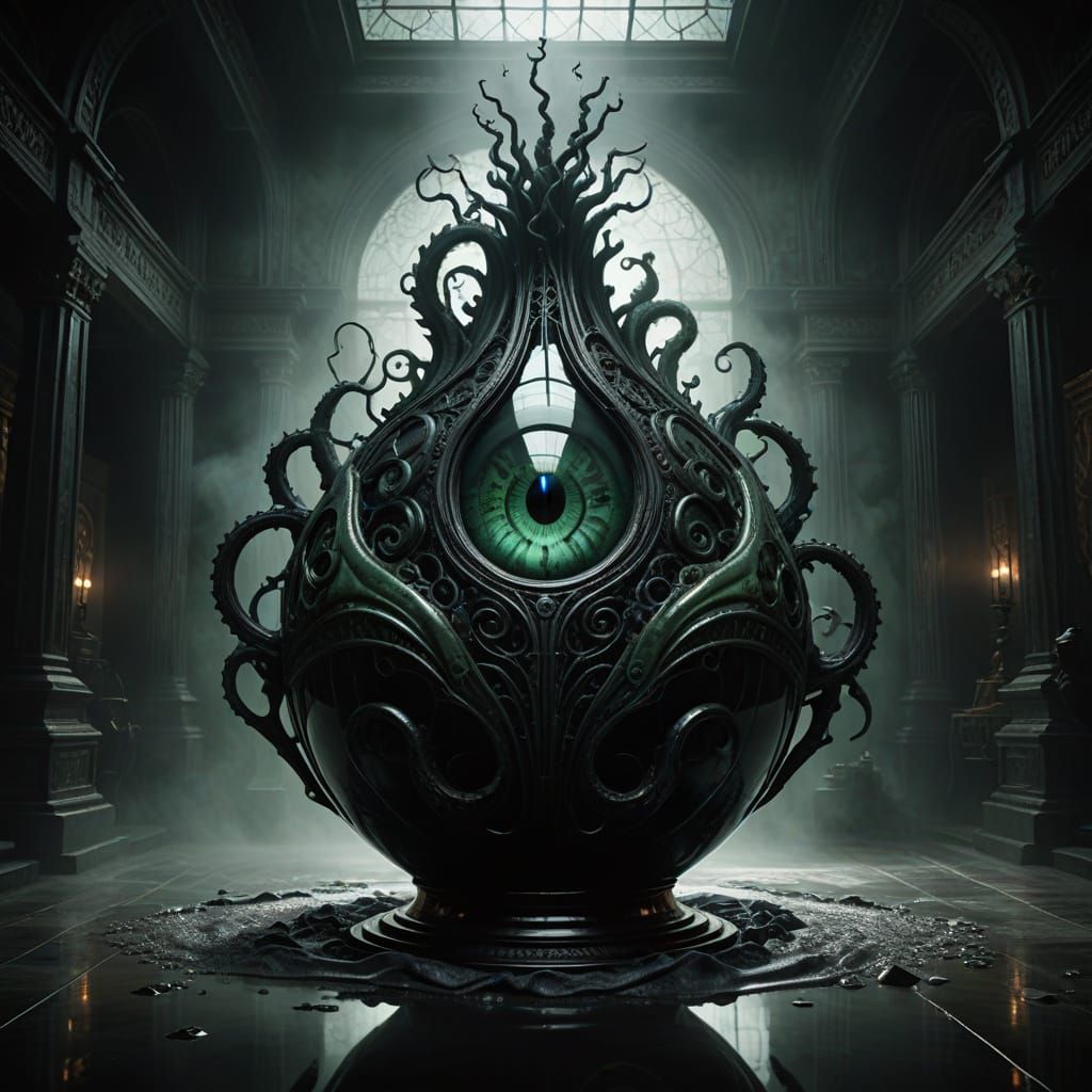 Dark Fantasy Glass Vessel Unleashes Biomechanical Fury