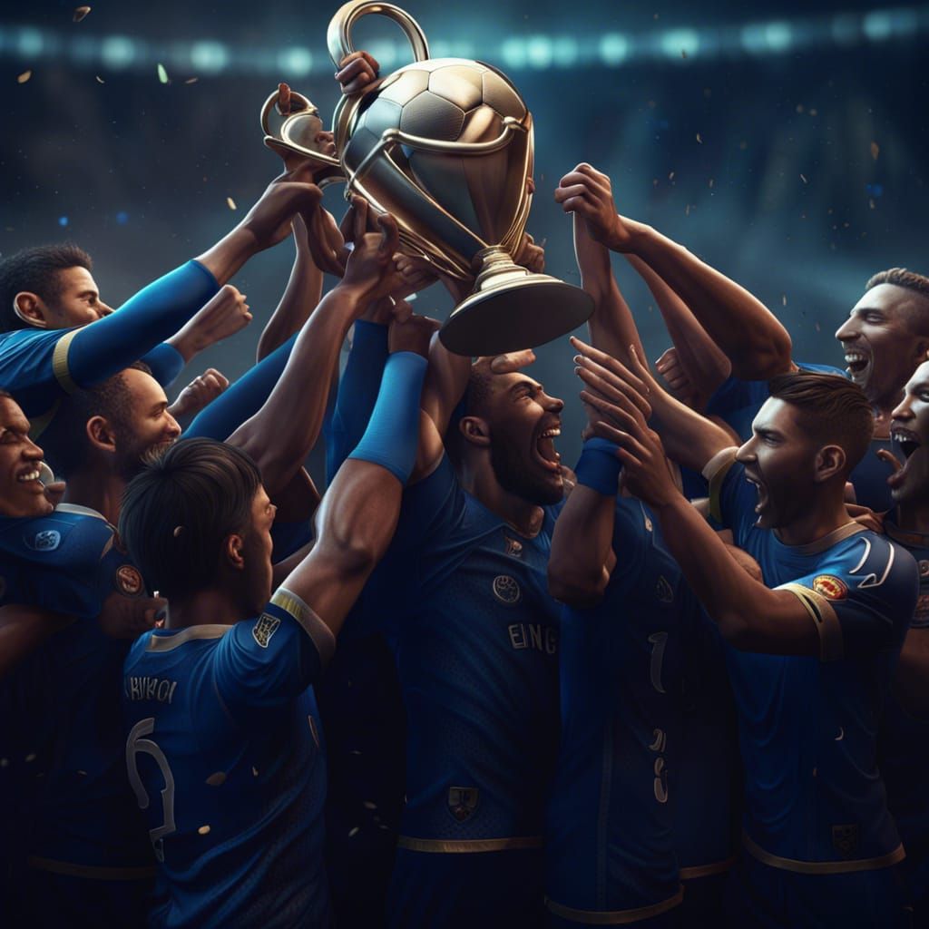 Soccer Team Victory: Lifting the Trophy