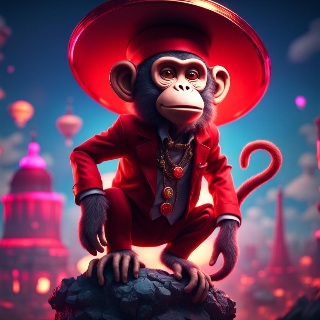 Whimsical Monkey in the Sky: Fantasy Concept Art
