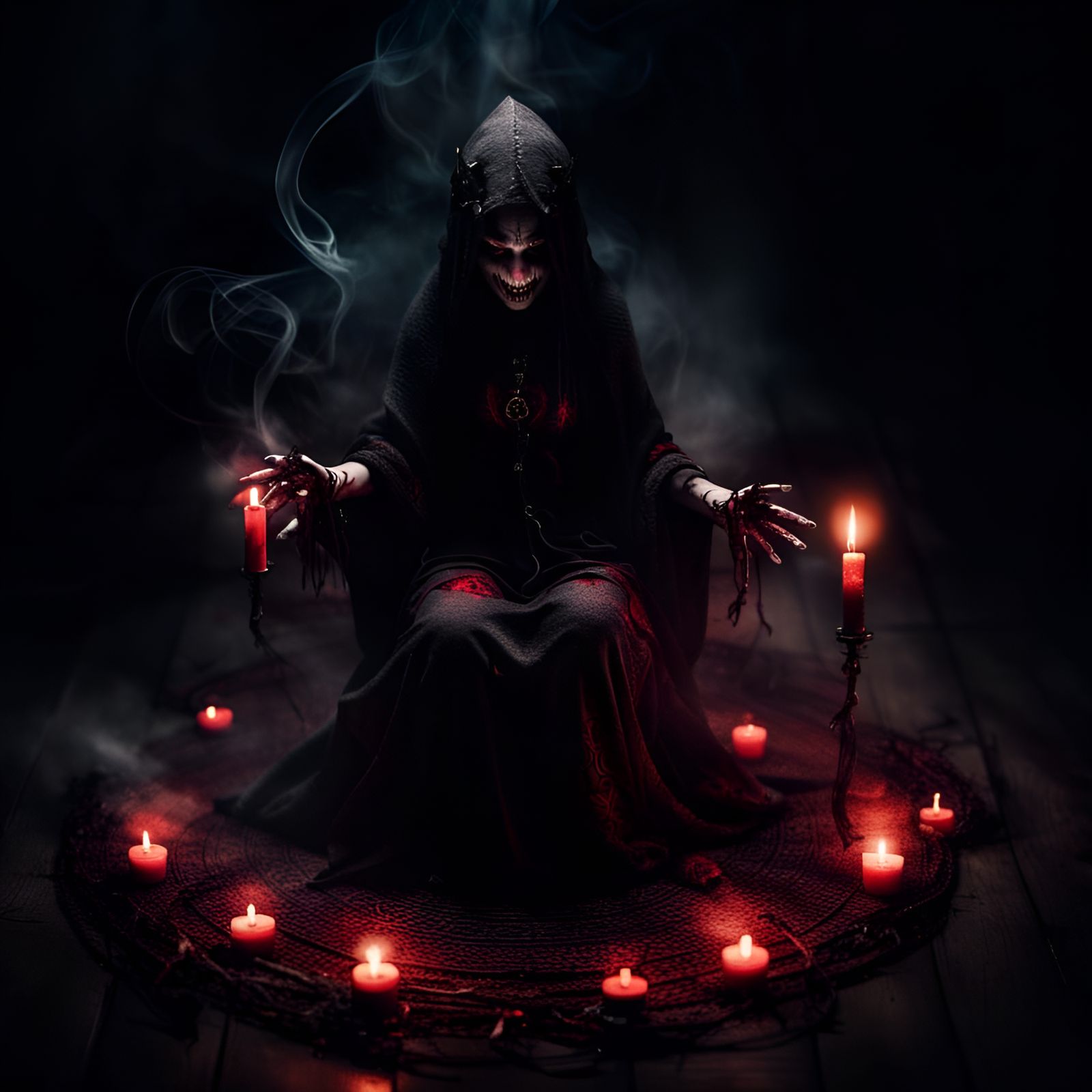 Smoke Demon Summoned by Doll Witch in Dark Fantasy