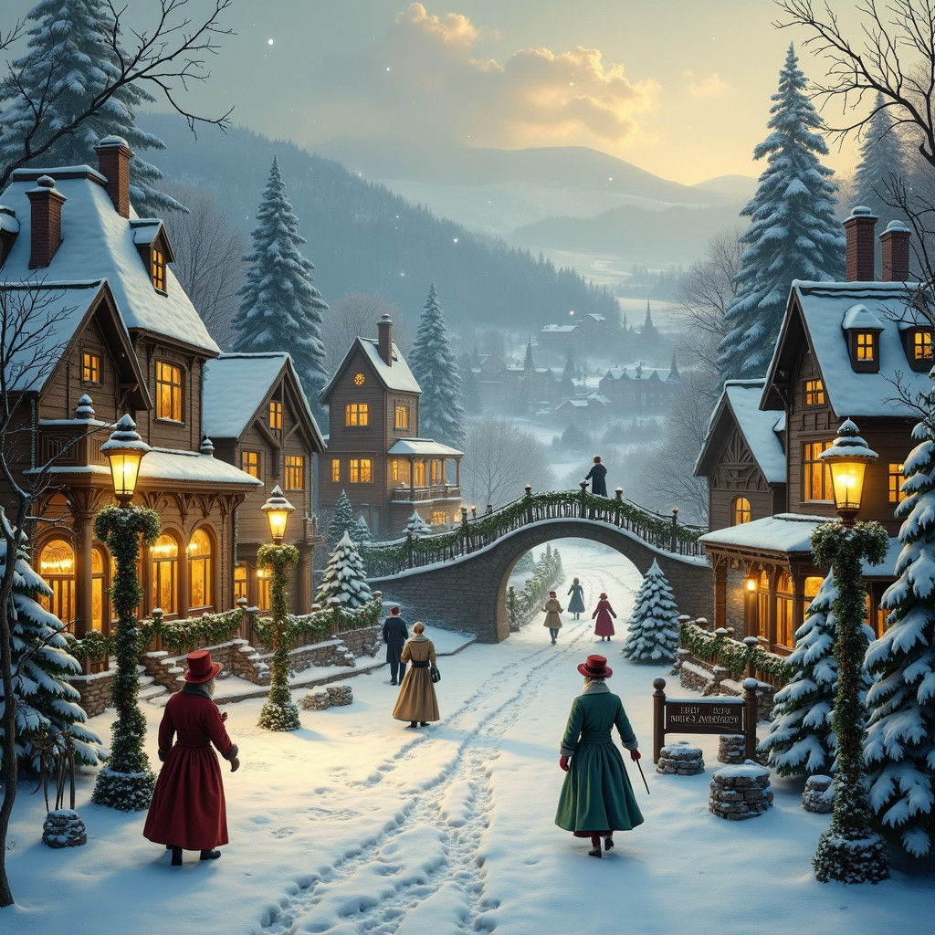Victorian Christmas Village in Winter Wonderland