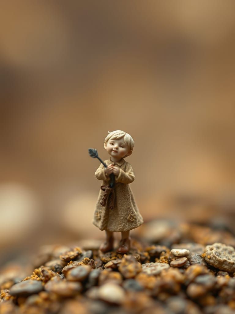 Whimsical Miniature Figure in Earthy Tones