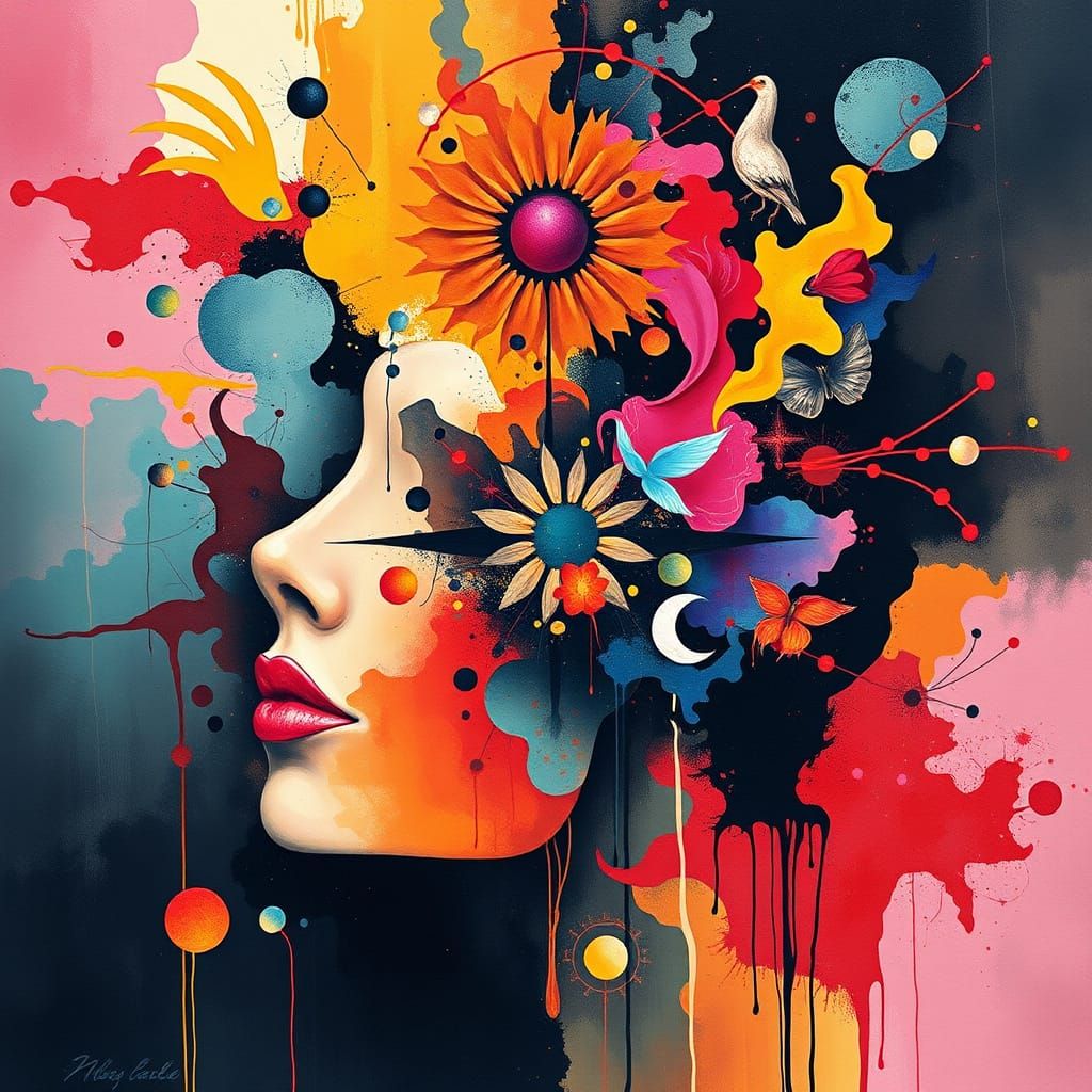 Surreal Abstract Art in Vibrant Complementary Colors