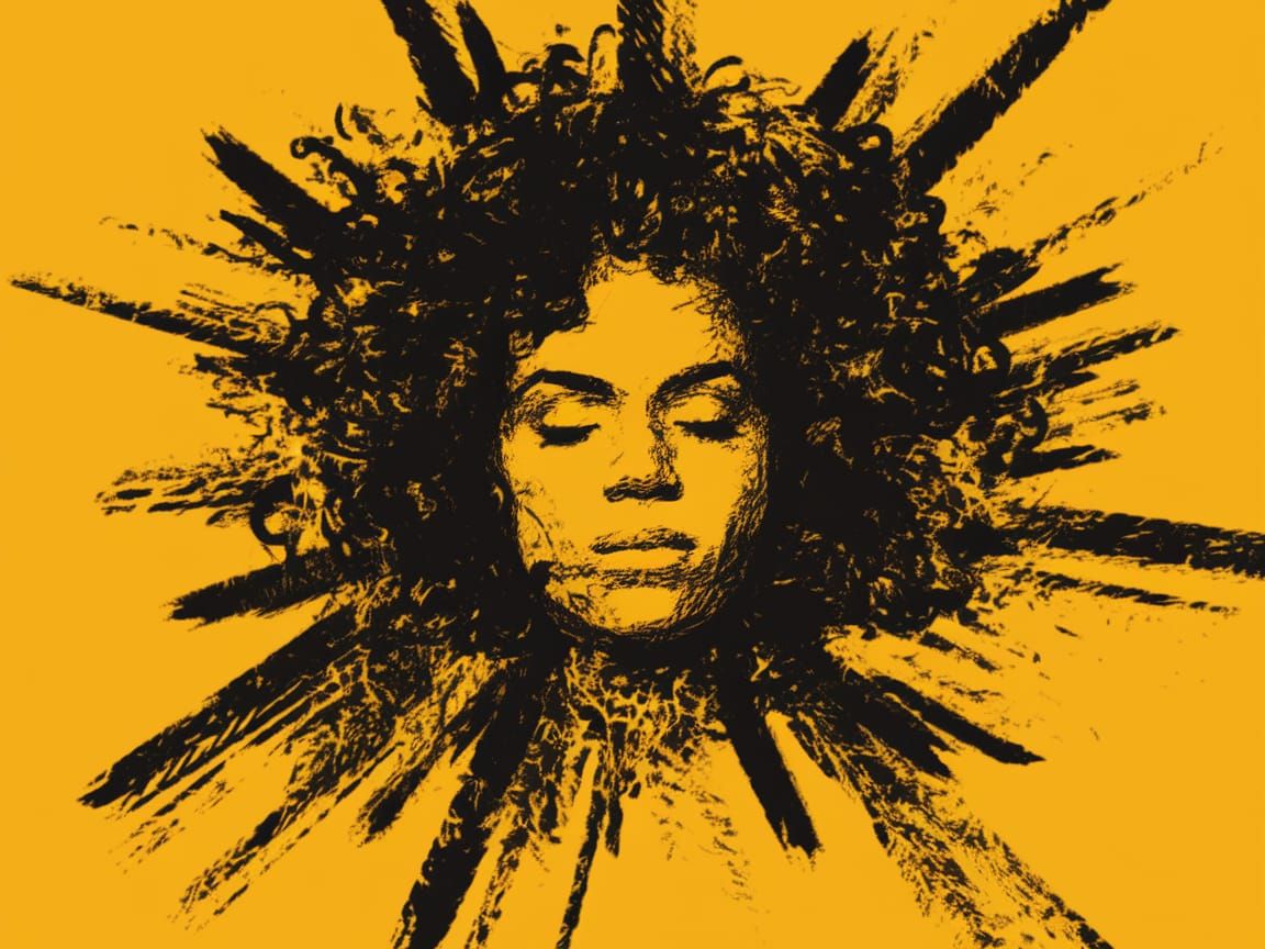 Abstract Expressionist Woman in Vivid Yellow