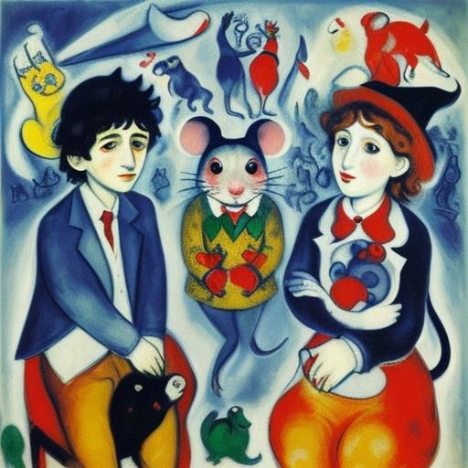 Mouse Celebrates New Year in Expressionist Style